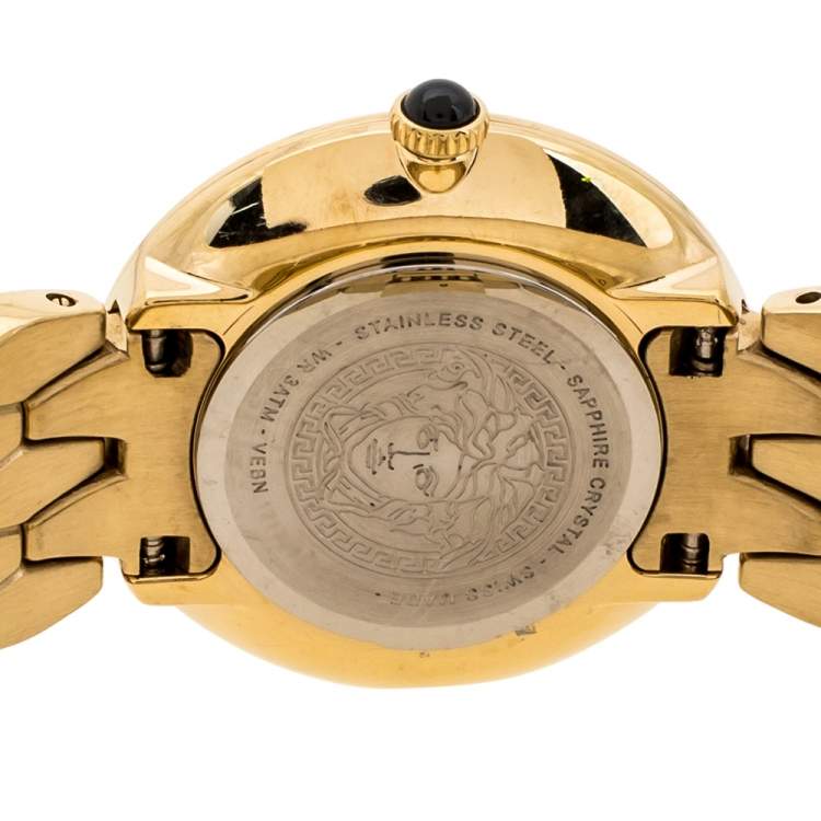 Pre Owned Versace Gold Tone Stainless Steel V-Flare VEBN Women's Wristwatch 28 mm