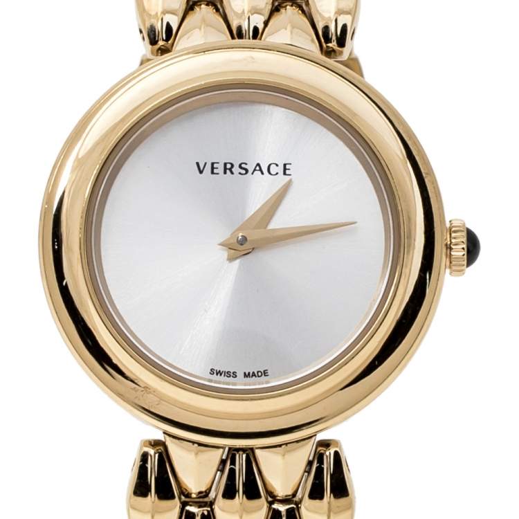 Pre Owned Versace Gold Tone Stainless Steel V-Flare VEBN Women's Wristwatch 28 mm