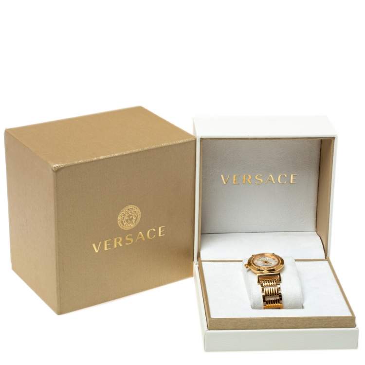 Pre Owned Versace Silver Gold Tone Stainless Steel Vanity P5Q Women's Wristwatch 35 mm