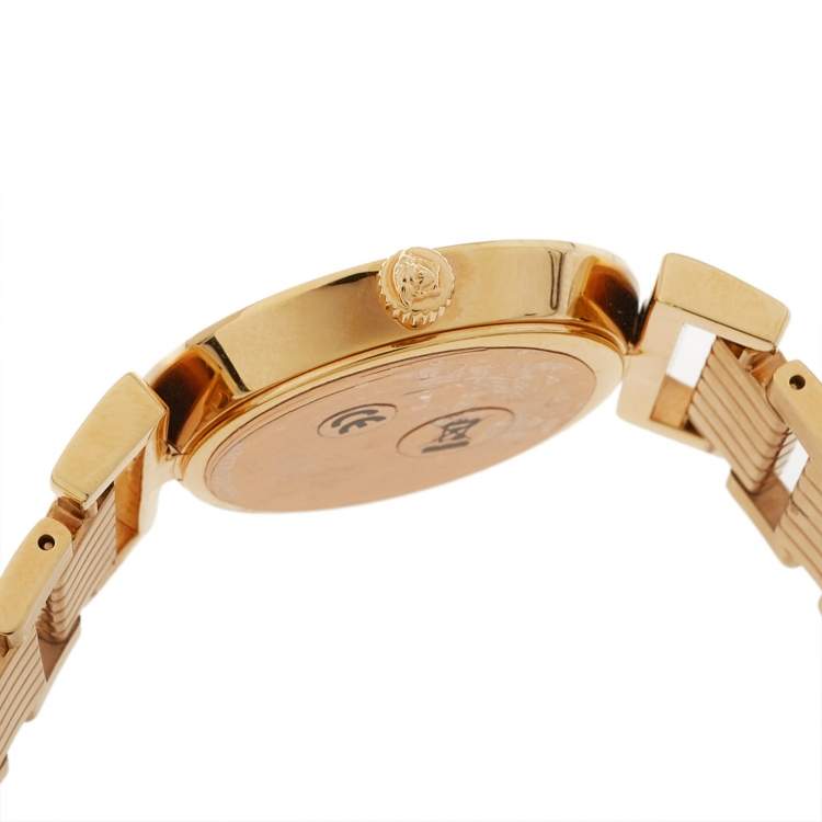 Pre Owned Versace Silver Gold Tone Stainless Steel Vanity P5Q Women's Wristwatch 35 mm