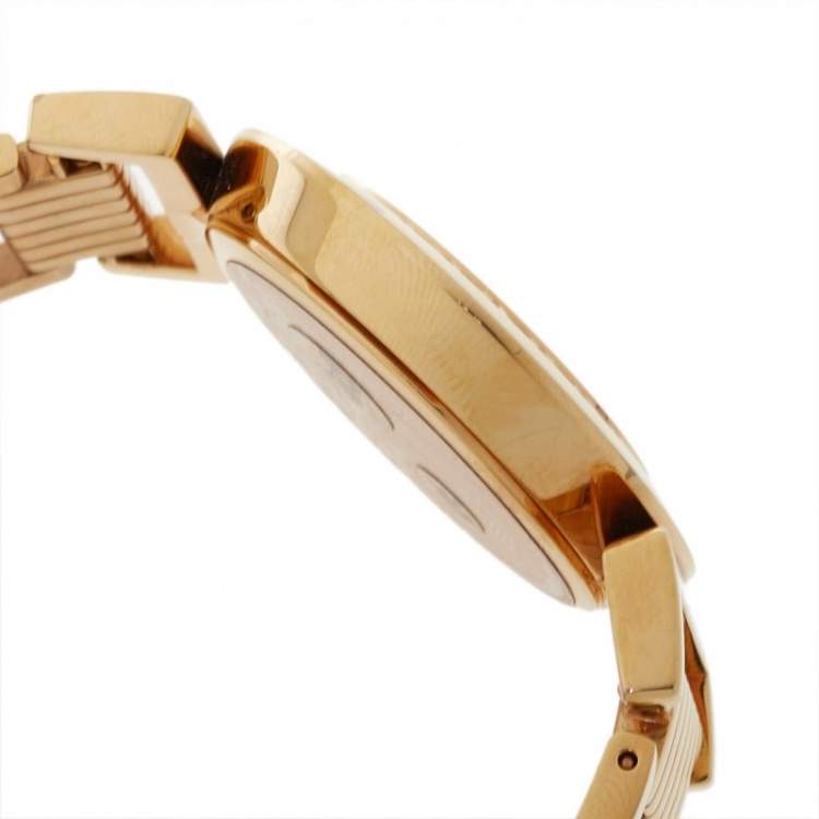 Pre Owned Versace Silver Gold Tone Stainless Steel Vanity P5Q Women's Wristwatch 35 mm