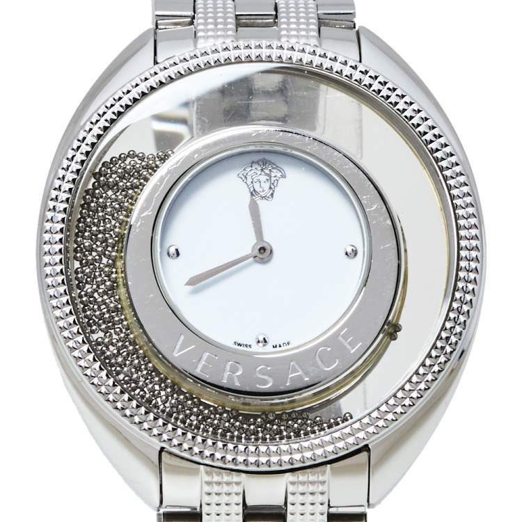 Pre Owned Versace White Stainless Steel Destiny Spirit 86Q Women's Wristwatch 39 mm