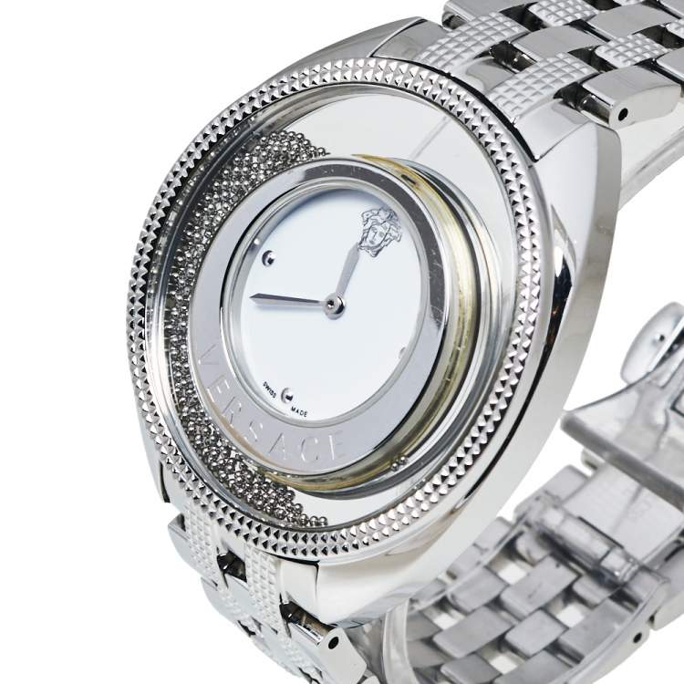 Pre Owned Versace White Stainless Steel Destiny Spirit 86Q Women's Wristwatch 39 mm