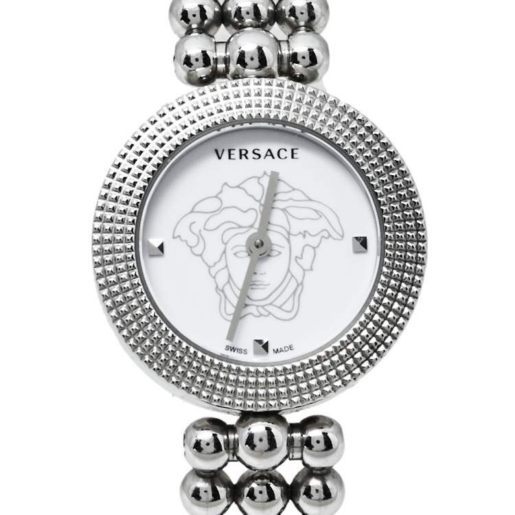 Pre Owned Versace White Stainless Steel Eon Soiree 94Q Quartz Women's Wristwatch 27 MM