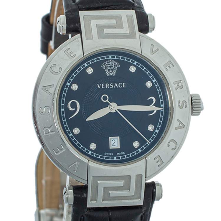 Pre Owned Versace Black Stainless Steel Reve 68Q Women's Wristwatch 35 mm