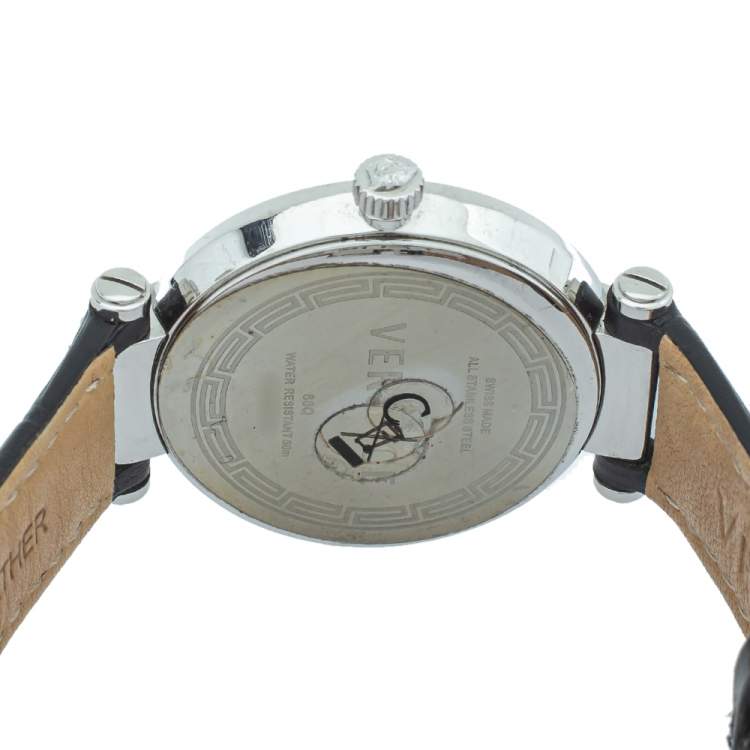 Pre Owned Versace Black Stainless Steel Reve 68Q Women's Wristwatch 35 mm