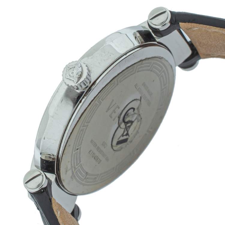 Pre Owned Versace Black Stainless Steel Reve 68Q Women's Wristwatch 35 mm