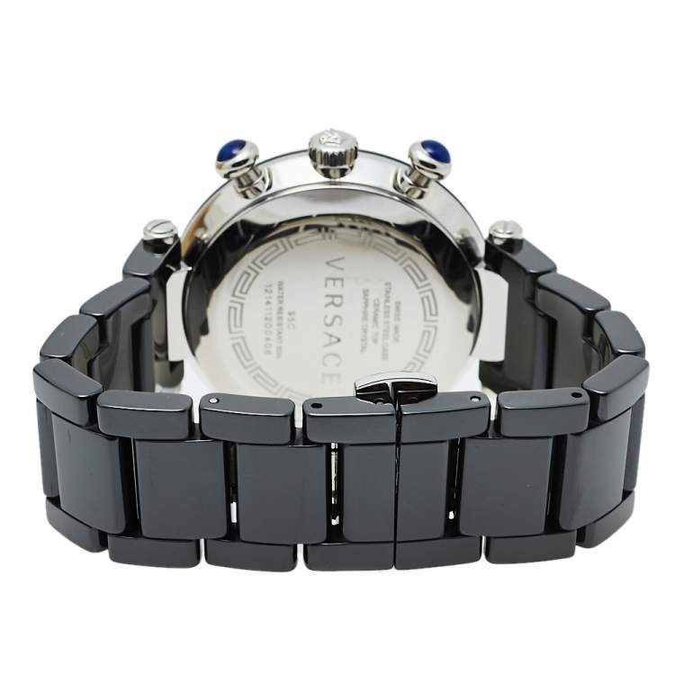 Pre Owned Versace Black Ceramic & Stainless Steel Reve 95C Women's Wristwatch 40 mm