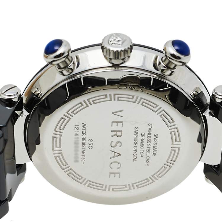Pre Owned Versace Black Ceramic & Stainless Steel Reve 95C Women's Wristwatch 40 mm