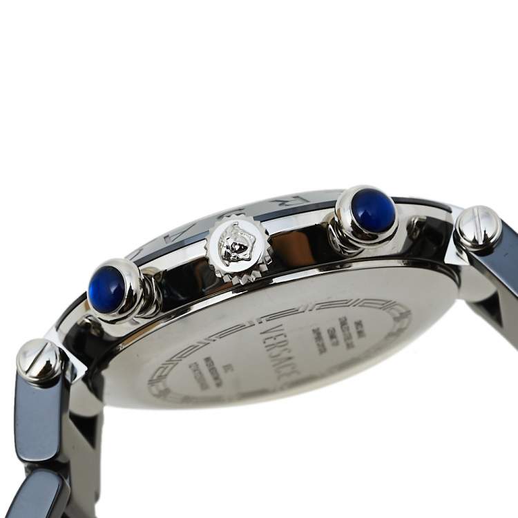 Pre Owned Versace Black Ceramic & Stainless Steel Reve 95C Women's Wristwatch 40 mm