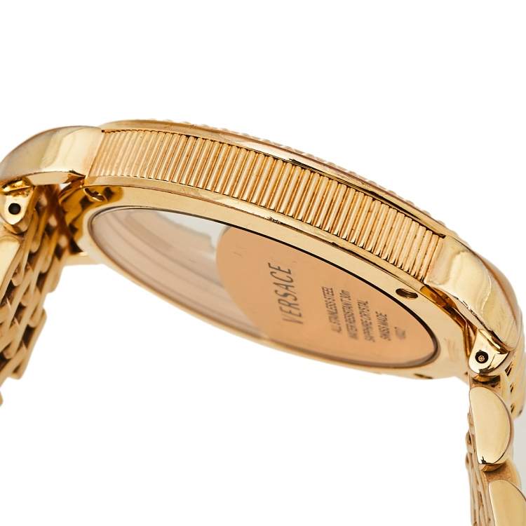 Pre Owned Versace Purple Gold Plated Stainless Steel Krios 93Q Women's Wristwatch 38 mm