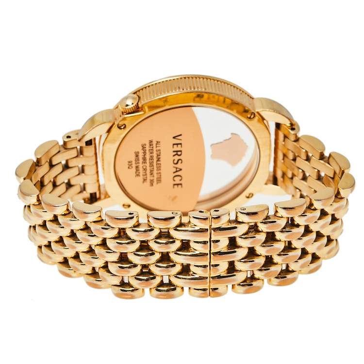 Pre Owned Versace Purple Gold Plated Stainless Steel Krios 93Q Women's Wristwatch 38 mm