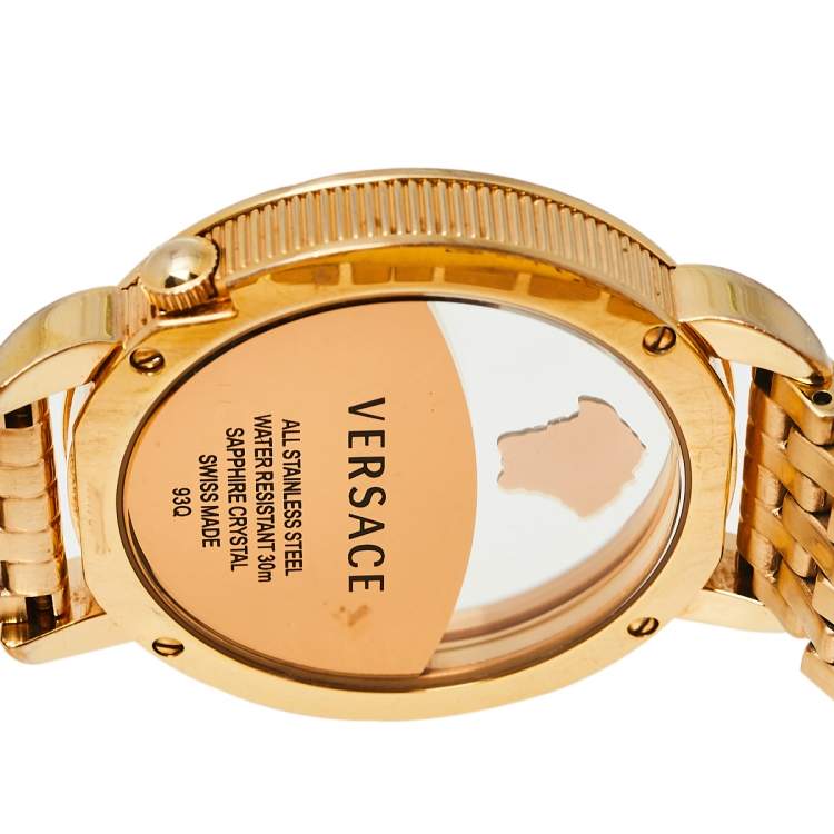 Pre Owned Versace Purple Gold Plated Stainless Steel Krios 93Q Women's Wristwatch 38 mm