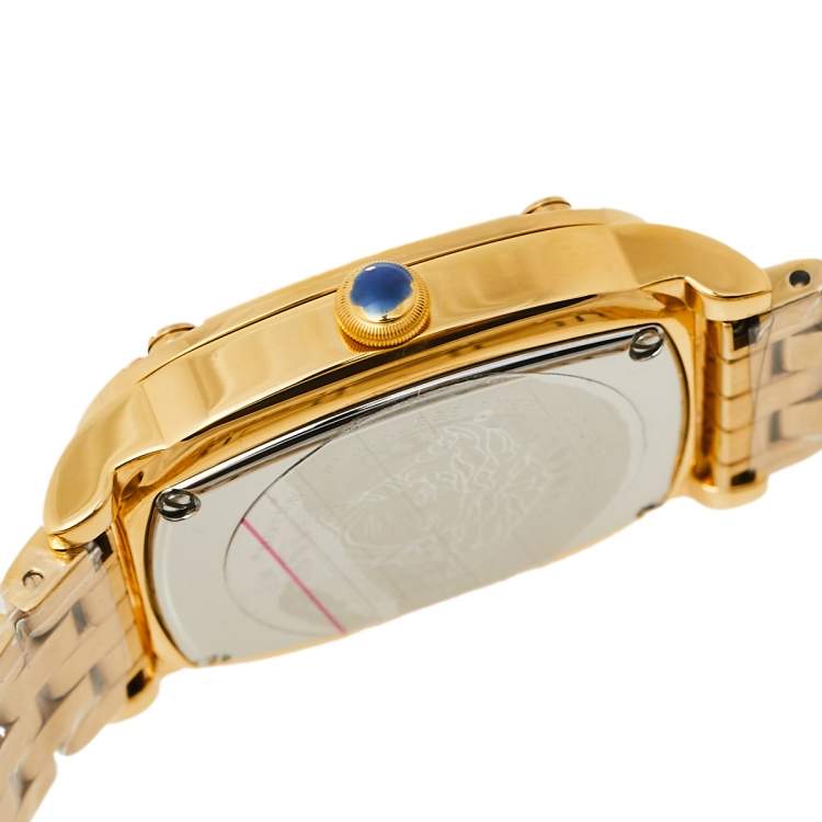مملوكة مسبقًا Versace Black Gold Plated Stainless Steel Couture Oval VE1B Women's Wristwatch 29 mm