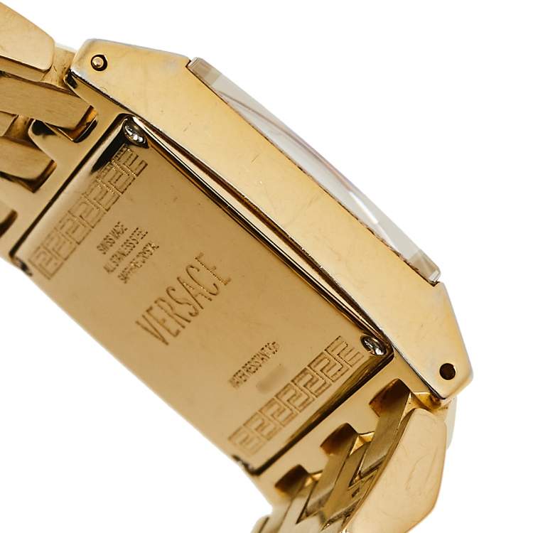 Pre Owned Versace Mother of Pearl Gold Plated Stainless Steel Cleopatra 85Q Women's Wristwatch 33 mm