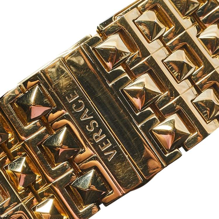 Pre Owned Versace Mother of Pearl Gold Plated Stainless Steel Cleopatra 85Q Women's Wristwatch 33 mm