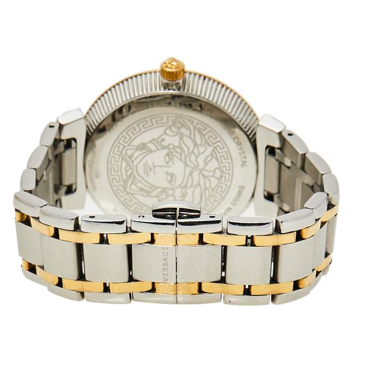 Pre Owned Versace Mother of Pearl Gold Plated Stainless Steel Daphnis V16 Women's Wristwatch 35 MM