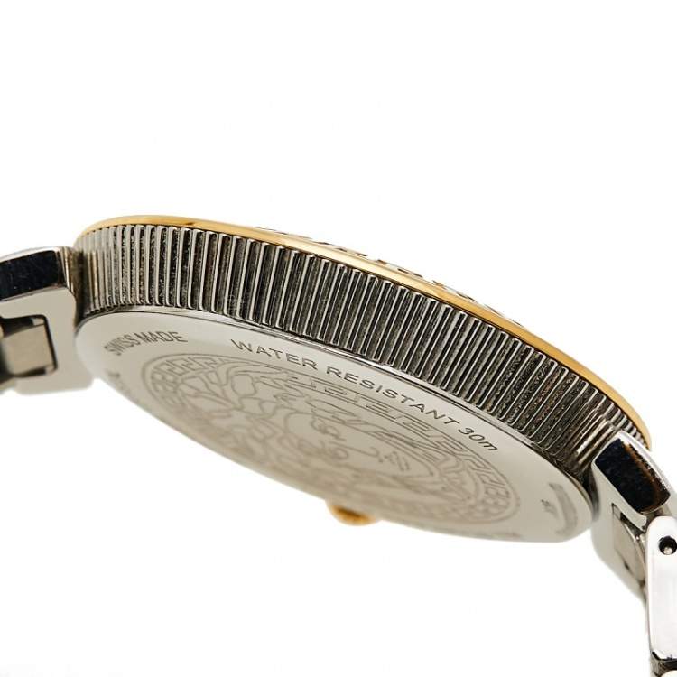 Pre Owned Versace Mother of Pearl Gold Plated Stainless Steel Daphnis V16 Women's Wristwatch 35 MM