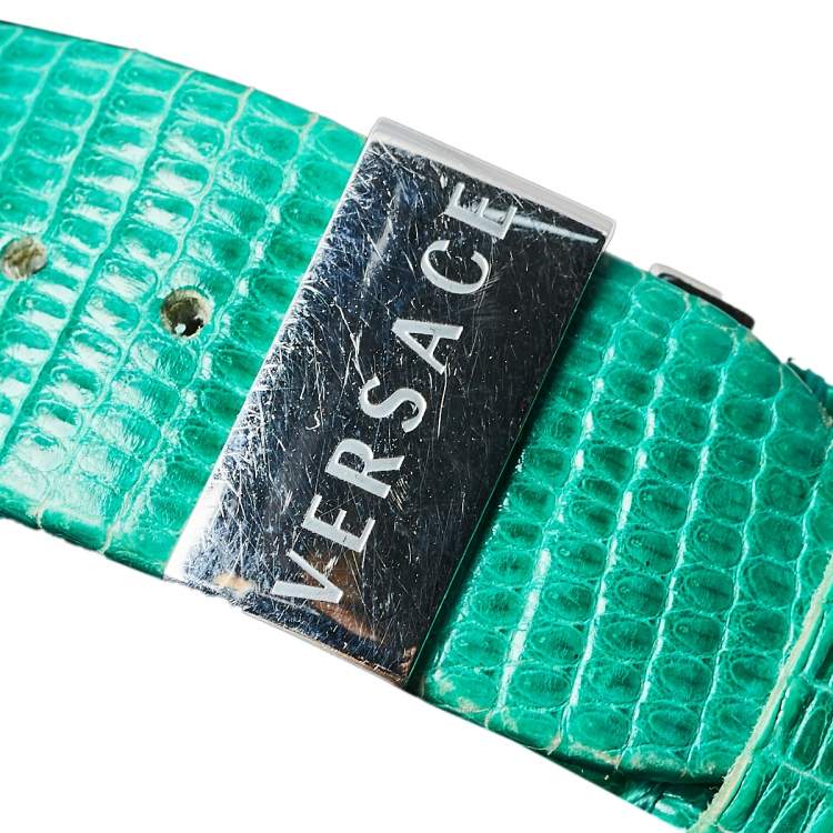 Pre Owned Versace Mother of Pearl Stainless Steel Lizard Destiny Precious 86Q Women's Wristwatch 40 mm