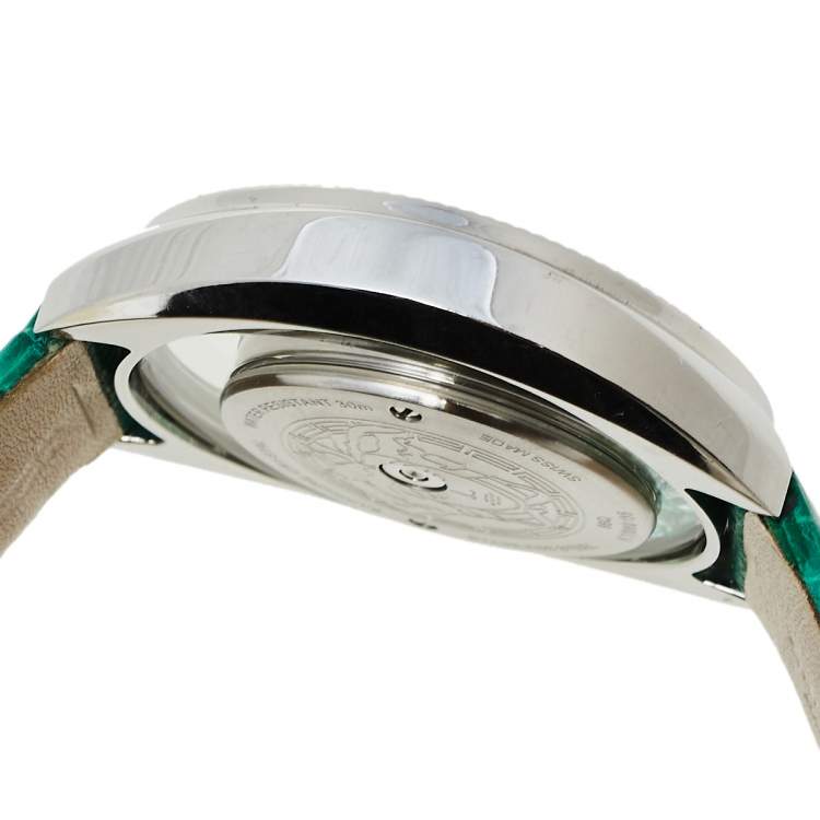Pre Owned Versace Mother of Pearl Stainless Steel Lizard Destiny Precious 86Q Women's Wristwatch 40 mm