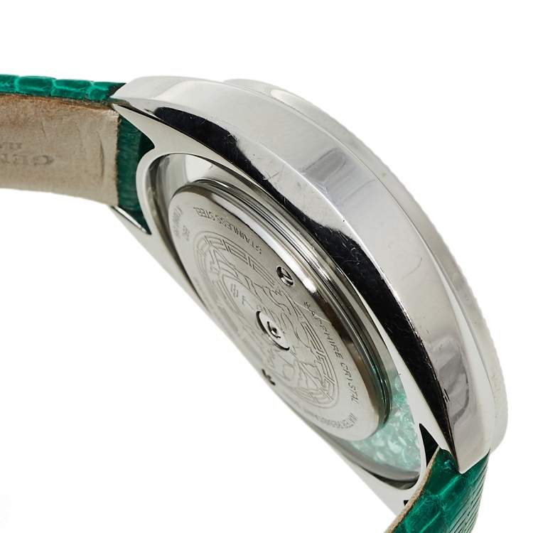 Pre Owned Versace Mother of Pearl Stainless Steel Lizard Destiny Precious 86Q Women's Wristwatch 40 mm
