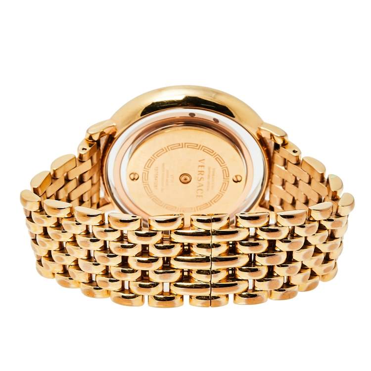 Pre Owned Versace Gold Tone Stainless Steel Venus VFH Women's Wristwatch 39 mm