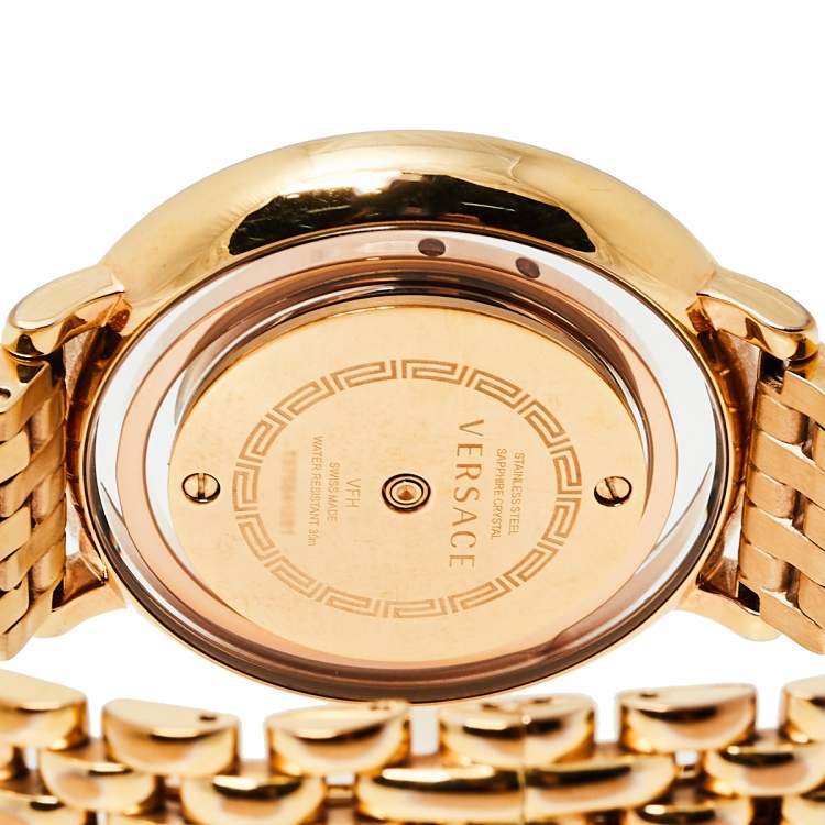 Pre Owned Versace Gold Tone Stainless Steel Venus VFH Women's Wristwatch 39 mm