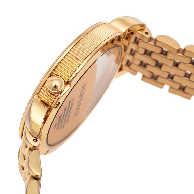 Pre Owned Versace White Gold Plated Stainless Steel Krios 93Q Women's Wristwatch 38 mm 
