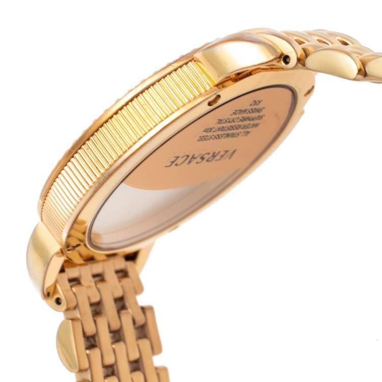 Pre Owned Versace White Gold Plated Stainless Steel Krios 93Q Women's Wristwatch 38 mm 