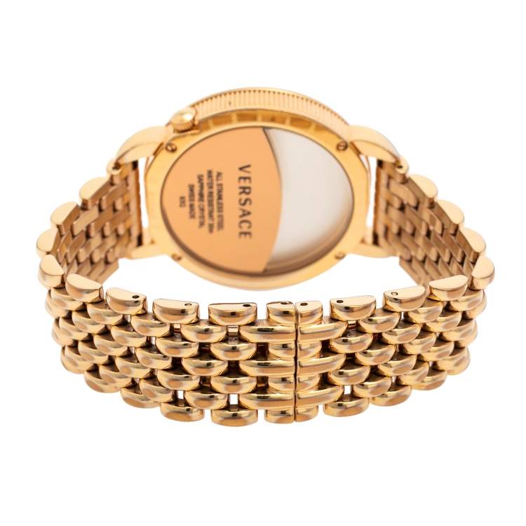 Pre Owned Versace White Gold Plated Stainless Steel Krios 93Q Women's Wristwatch 38 mm 