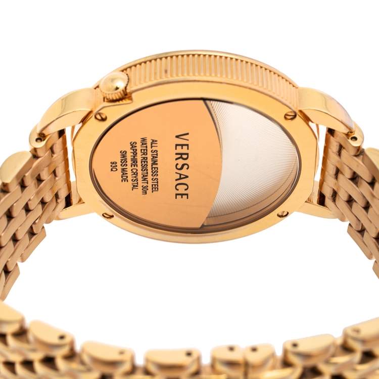 Pre Owned Versace White Gold Plated Stainless Steel Krios 93Q Women's Wristwatch 38 mm 
