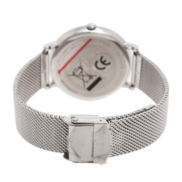مملوكة مسبقًا Versace Silver Stainless Steel V-Circle VRSCVBP050017 Women's Wristwatch 38 mm
