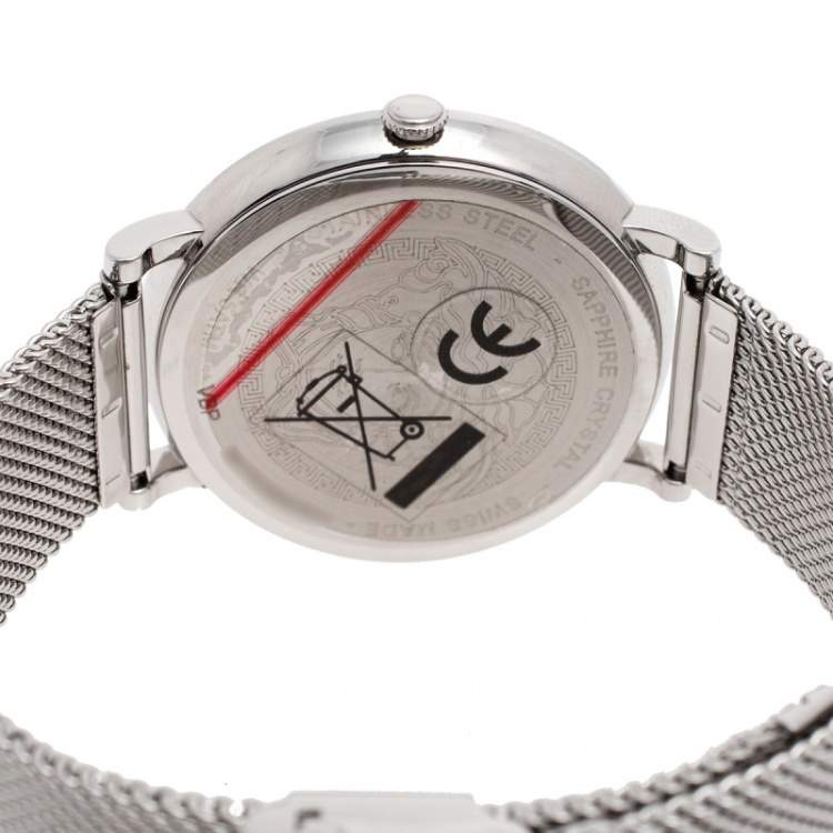 مملوكة مسبقًا Versace Silver Stainless Steel V-Circle VRSCVBP050017 Women's Wristwatch 38 mm
