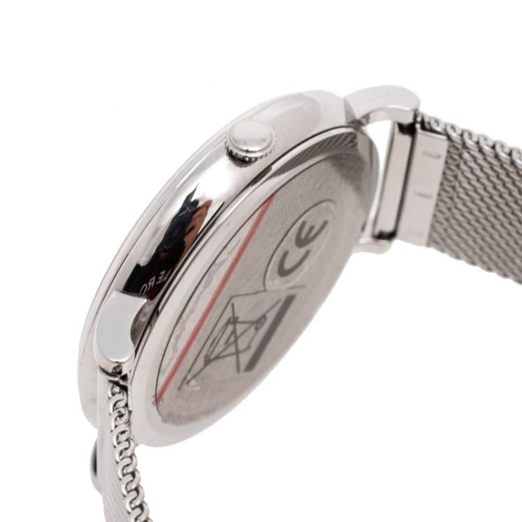 مملوكة مسبقًا Versace Silver Stainless Steel V-Circle VRSCVBP050017 Women's Wristwatch 38 mm