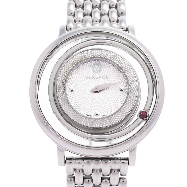 Pre Owned Versace Silver Stainless Steel Venus FHQ Women's Wristwatch 39 mm