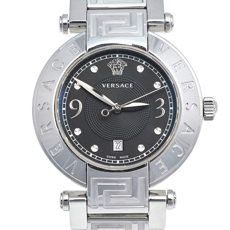 Pre Owned  Versace Black Stainless Steel Reve 68Q Women's Wristwatch 35 mm