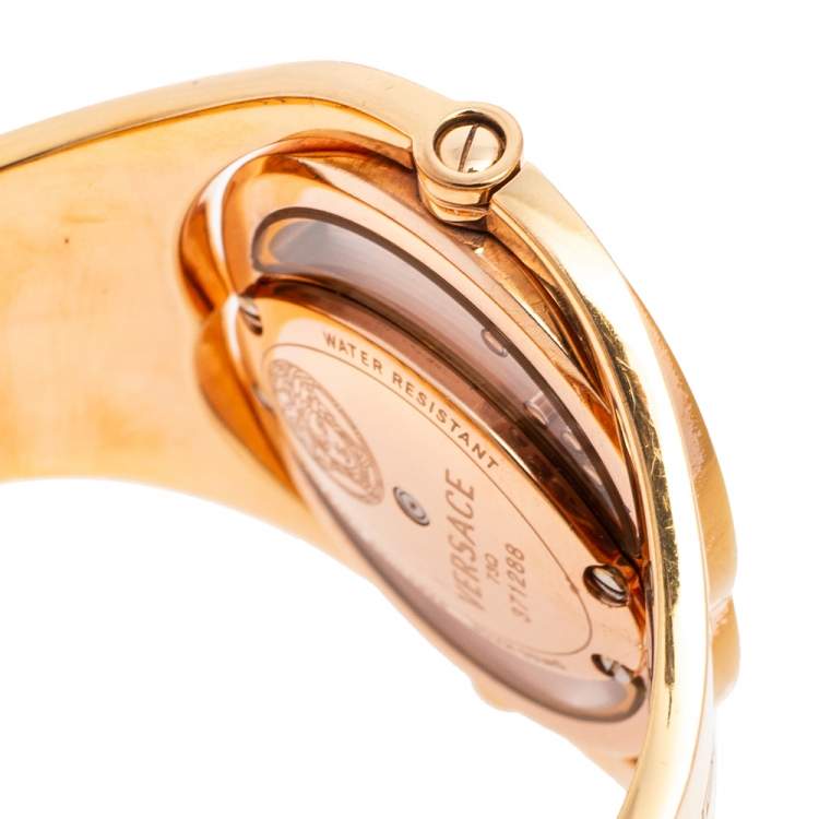 Pre Owned Versace Black Rose Gold Plated Stainless Steel Eclissi 73Q Women's Wristwatch 39 mm