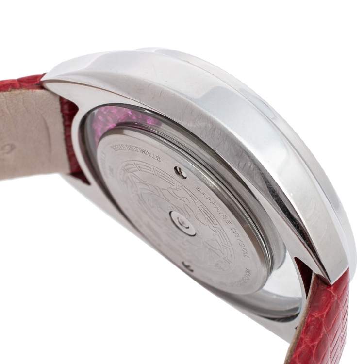 مملوكة مسبقًا Versace Mother of Pearl Stainless Steel Leather Destiny Spirit 86Q Women's Wristwatch 40 mm
