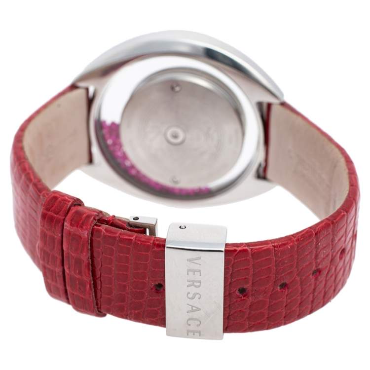 مملوكة مسبقًا Versace Mother of Pearl Stainless Steel Leather Destiny Spirit 86Q Women's Wristwatch 40 mm