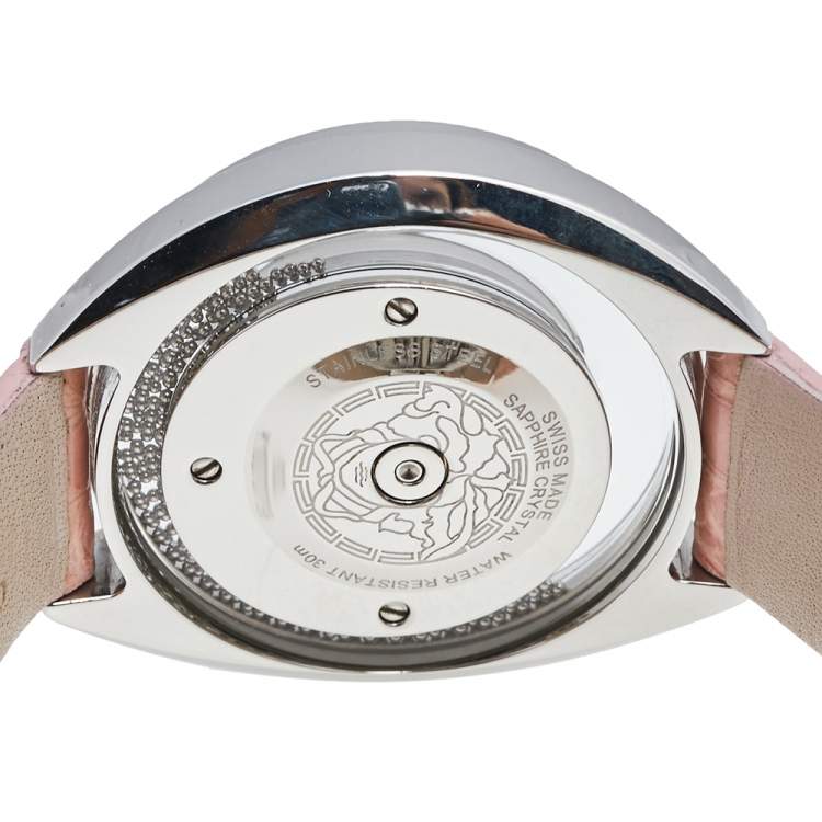 Pre Owned Versace Mother of Pearl Stainless Steel Leather Destiny Spirit 86Q91D498 women's Wristwatch 36 mm