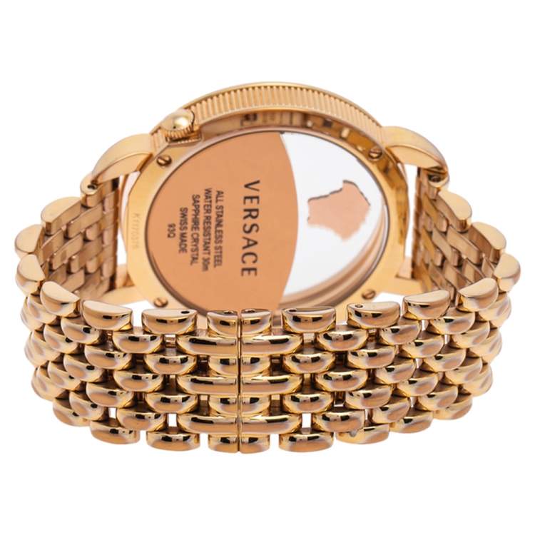 Pre Owned Versace Green Gold Plated Stainless Steel Krios 93Q Women's Wristwatch 38 mm