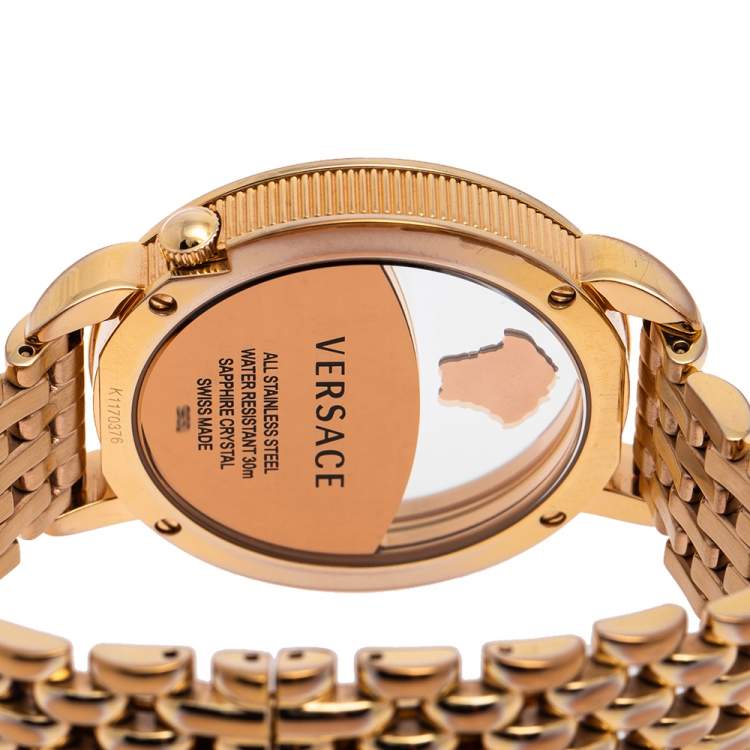 Pre Owned Versace Green Gold Plated Stainless Steel Krios 93Q Women's Wristwatch 38 mm