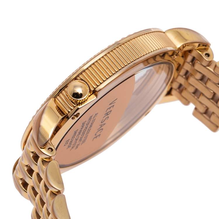 Pre Owned Versace Green Gold Plated Stainless Steel Krios 93Q Women's Wristwatch 38 mm
