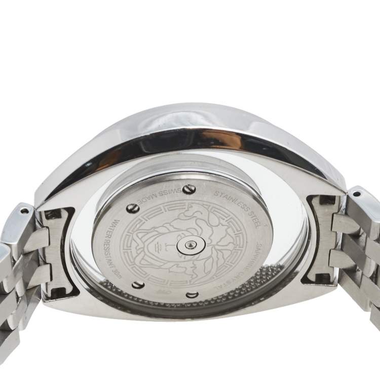 Pre Owned Versace White Stainless Steel Diamond Destiny Spirit 86Q Women's Wristwatch 39 mm