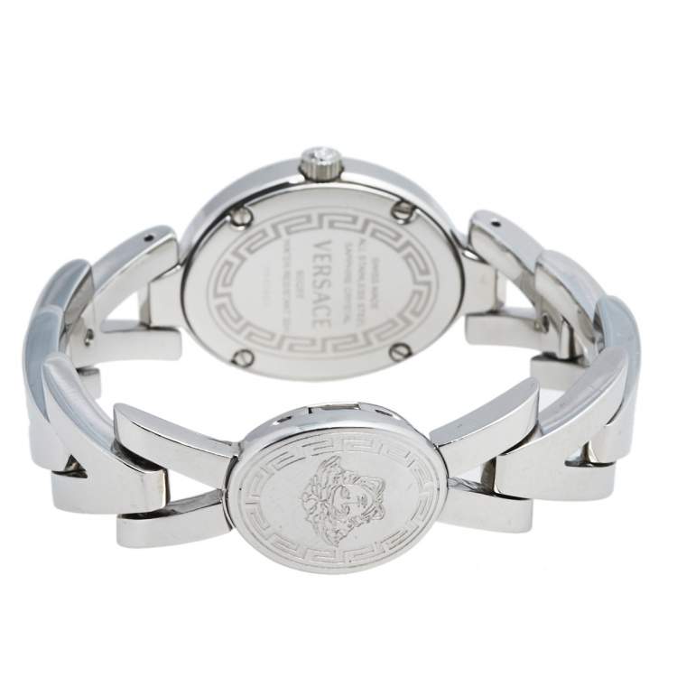 Pre Owned Versace Black Diamond Stainless Steel V-Glam 60Q99 Women's Wristwatch 25 mm