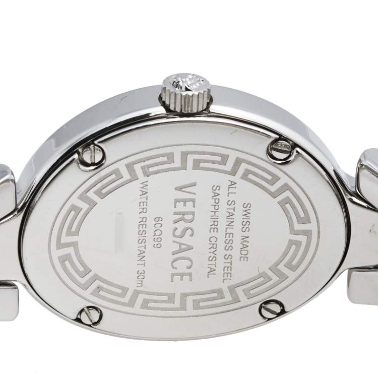 Pre Owned Versace Black Diamond Stainless Steel V-Glam 60Q99 Women's Wristwatch 25 mm
