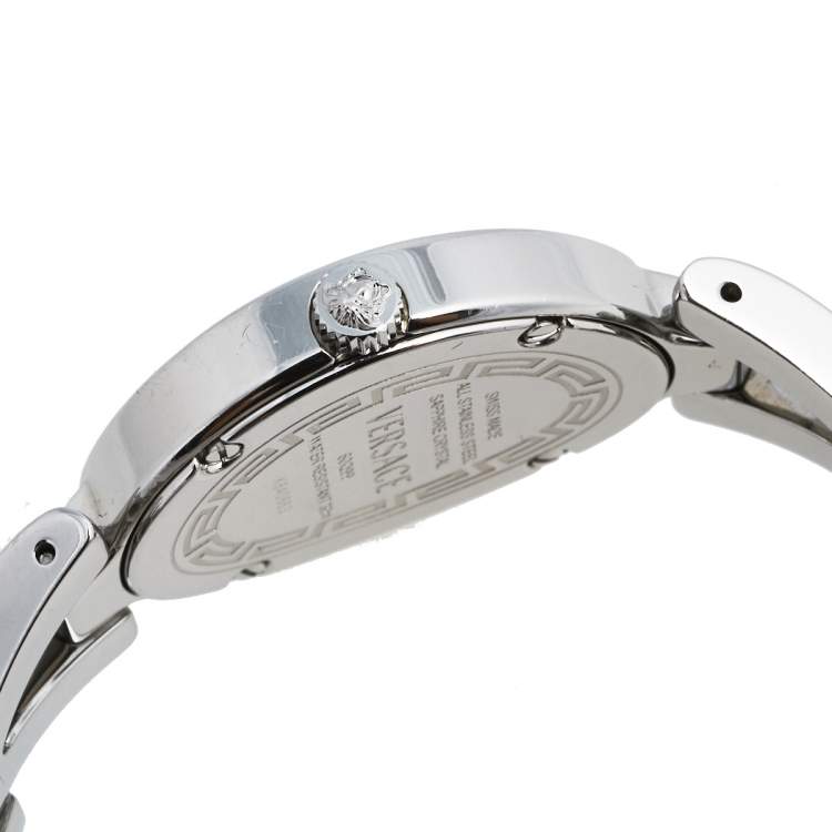 Pre Owned Versace Black Diamond Stainless Steel V-Glam 60Q99 Women's Wristwatch 25 mm
