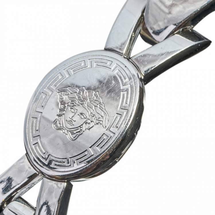 Pre Owned Versace Black Diamond Stainless Steel V-Glam 60Q99 Women's Wristwatch 25 mm