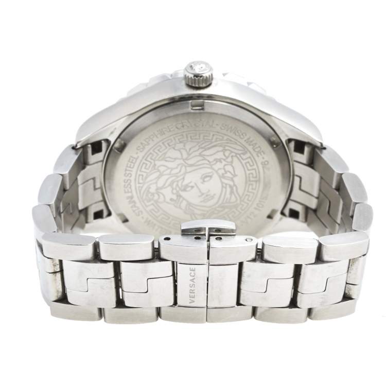 Pre Owned Versace Pink Stainless Steel Hellenyium V12010015 Women's Wristwatch 35 mm