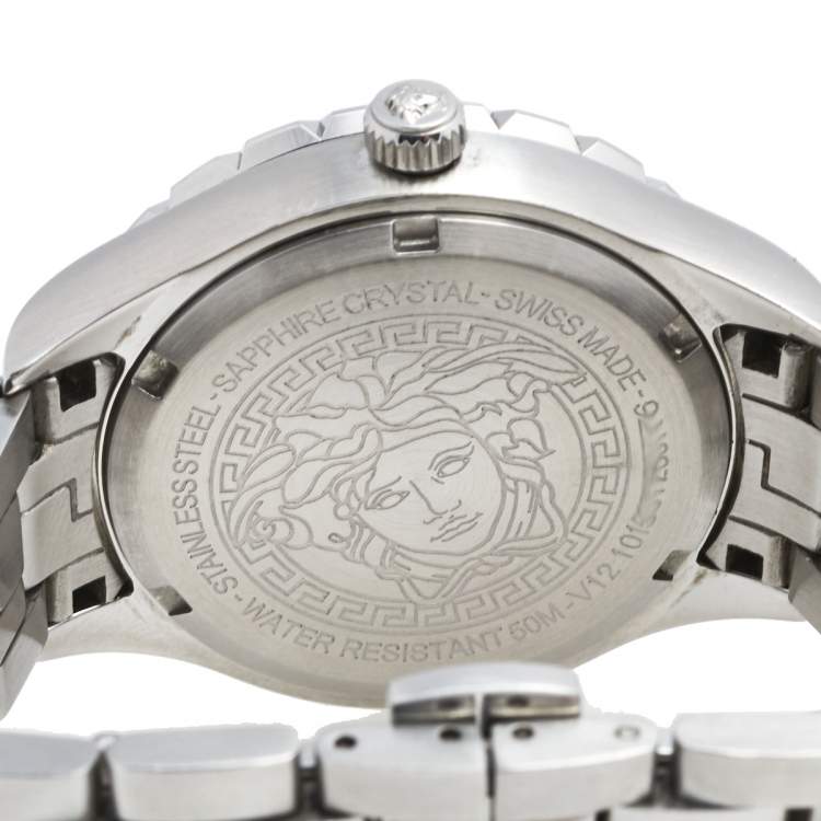 Pre Owned Versace Pink Stainless Steel Hellenyium V12010015 Women's Wristwatch 35 mm
